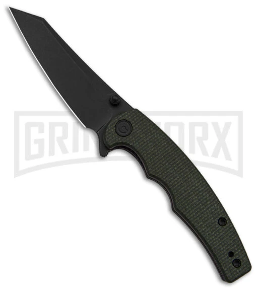 CIVIVI P87 Folder Green Micarta Liner Lock Knife - Black Plain -AKC Knife Shop Civivi P87 FLLK Green Micarta 2in Black SW BHQ 151779 td large