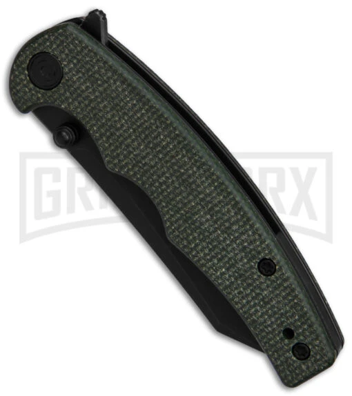 CIVIVI P87 Folder Green Micarta Liner Lock Knife - Black Plain -AKC Knife Shop Civivi P87 FLLK Green Micarta 2in Black SW BHQ 151779 td spine large