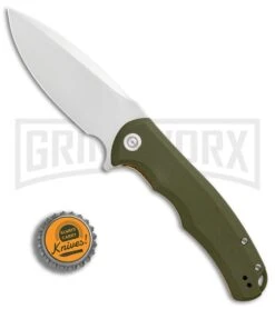 CIVIVI Praxis OD Green G-10 Flipper Folding Knife - Satin Plain -AKC Knife Shop Civivi Praxis OD Green G10 satin BHQ 87970 er bottlecap large