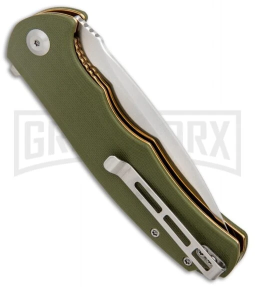 CIVIVI Praxis OD Green G-10 Flipper Folding Knife - Satin Plain -AKC Knife Shop Civivi Praxis OD Green G10 satin BHQ 87970 er side large