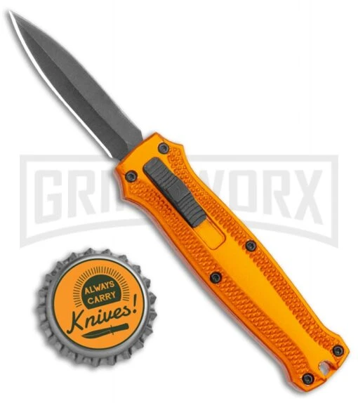 Coffin Blaster 2.0 Textured Orange DA/OTF Automatic 440 Knife (2" Black Satin) -AKC Knife Shop Coffin Blaster Textured Gold DA OTF Auto Black Plain GX 37502 jr bottlecap large