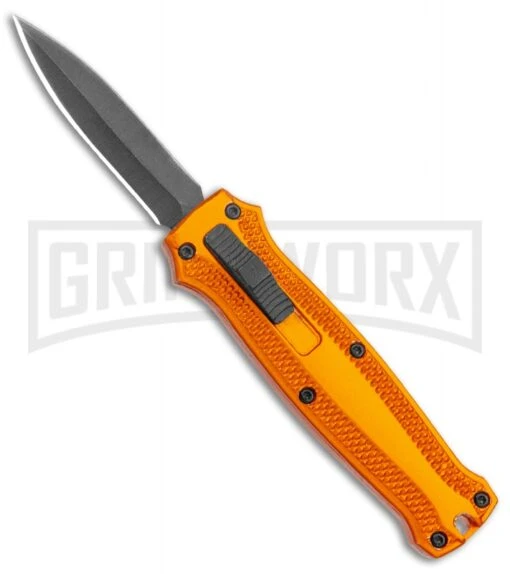 Coffin Blaster 2.0 Textured Orange DA/OTF Automatic 440 Knife (2" Black Satin) -AKC Knife Shop Coffin Blaster Textured Gold DA OTF Auto Black Plain GX 37502 jr large