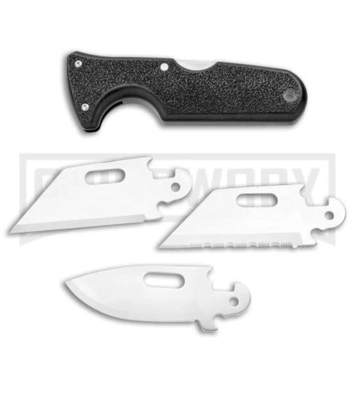 Cold Steel Click-N-Cut Black ABS Exchangeable Blade Knife - Stonewash Plain -AKC Knife Shop Cold Steel Click N Cut Exchangeable Black BDS Satin 40A BHQ 106751 jr blades large