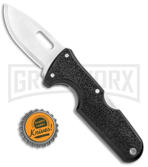 Cold Steel Click-N-Cut Black ABS Exchangeable Blade Knife - Stonewash Plain -AKC Knife Shop Cold Steel Click N Cut Exchangeable Black BDS Satin 40A BHQ 106751 jr bottlecap large