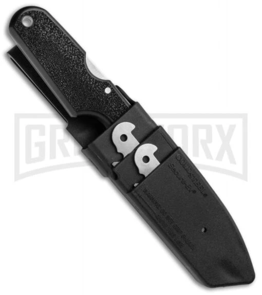 Cold Steel Click-N-Cut Black ABS Exchangeable Blade Knife - Stonewash Plain -AKC Knife Shop Cold Steel Click N Cut Exchangeable Black BDS Satin 40A BHQ 106751 jr sheath large