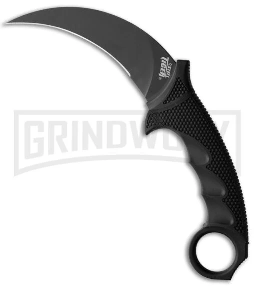 Cold Steel Karambit Steel Tiger Black Fixed Blade Knife - Black Plain -AKC Knife Shop Cold Steel Karambit Steel Tiger Fixed Blade Black Black BHQ 175064 jr large