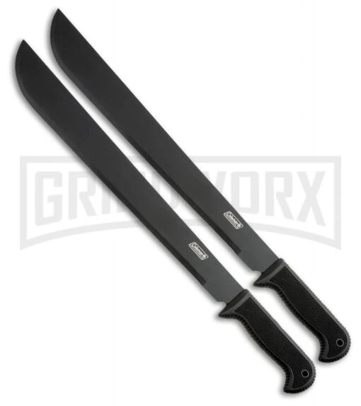 Coleman Twin Hackers Black 2 Piece Machete Set - Black Plain -AKC Knife Shop Coleman Twin Hackers Black 2 piece machete set black plain BHQ 80020 er large