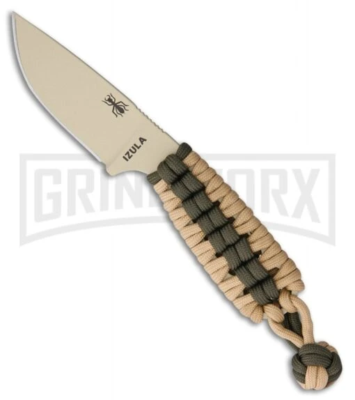 ESEE Knives Tan Izula Survival Neck Knife W/ Cord Wrap - Tan/OD Green -AKC Knife Shop ESEE Izula Tan Survival Neck Tan OD Green Cord Wrapped Handle BP 24260 jr large