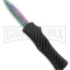 Edgeworks Carbon Fiber OTF Auto Knife Dagger - Rainbow Damascus Finish) -AKC Knife Shop Edgeworks Carbon Fiber OTF Auto Knife Dagger 3in Rainbow Damascus GX 42359 td large