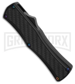 Edgeworks Carbon Fiber OTF Auto Knife Dagger - Rainbow Damascus Finish) -AKC Knife Shop Edgeworks Carbon Fiber OTF Auto Knife Dagger 3in Rainbow Damascus GX 42359 td spine large