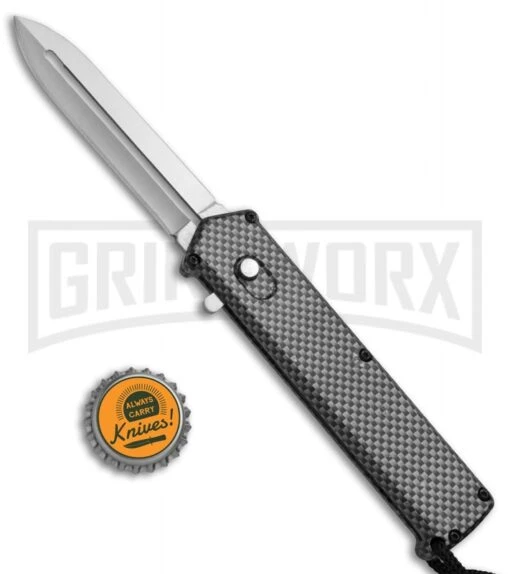 Elemental Reactor Sim. Carbon Fiber OTF Automatic Knife - Satin Plain -AKC Knife Shop Elemental Reactor Sim CF OTF Satin TT7 SATIN BP 20198 jr bottlecap large