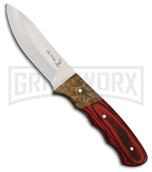 Elk Ridge Hunt Wilderness Pakkawood Fixed Blade Knife - Satin Plain -AKC Knife Shop Elk Ridge Hunt Wilderness pakkawood satin BHQ 46008 er large