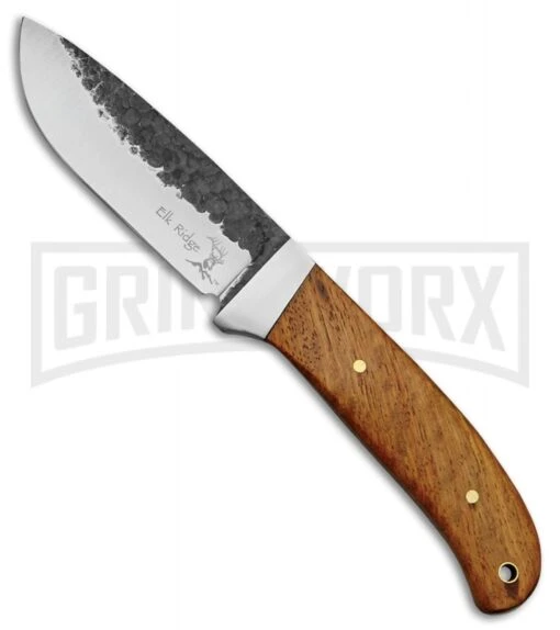 Elk Ridge Wolf Pack Wood Fixed Blade Knife - Satin Plain -AKC Knife Shop Elk Ridge Wolf Pack Wood Satin BP 24831 jr large