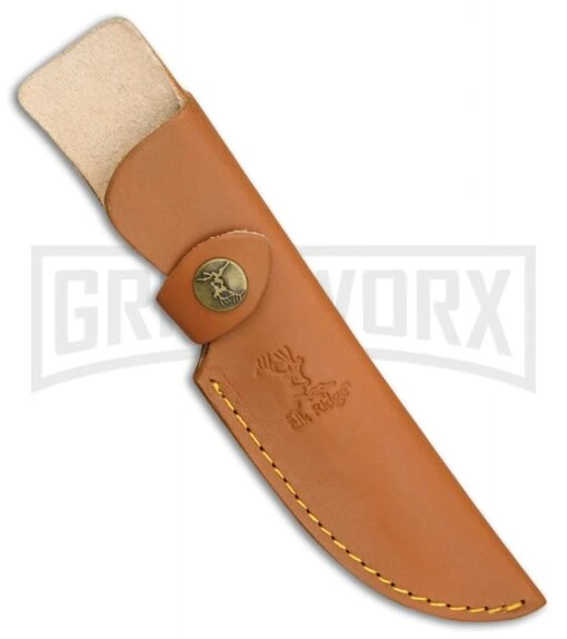 Elk Ridge Wolf Pack Wood Fixed Blade Knife - Satin Plain -AKC Knife Shop Elk Ridge Wolf Pack Wood Satin BP 24831 jr sheath large