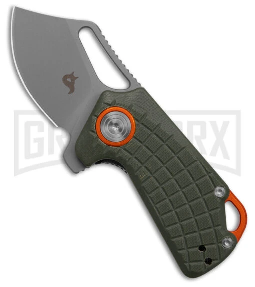 BlackFox Puck OD Green G-10 Pocket Knife - Bead Blast Plain -AKC Knife Shop Fox Knives Puck LLK OD Green G10 1in BB BHQ 179950 td large