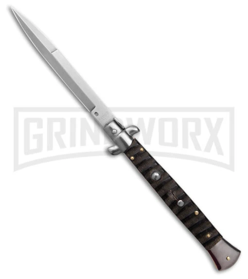 Frank B. 11" Italian Stiletto Buffalo Horn Automatic Knife - Bayonet -AKC Knife Shop Frank B 11 Italian Stiletto Buffalo Horn AK Bayonet GX 41439 td large