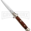 Frank B 9" Italian Stiletto Briar Wood Automatic Knife - Dagger Satin -AKC Knife Shop Frank B 9in Italian Stiletto Briar Wood Auto Dagger BP 30454 jr large