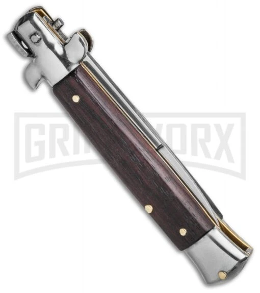 Frank B. 7.5" Italian Stiletto Palisander Wood Automatic Knife - Polish Bayonet -AKC Knife Shop Frank B. 8 Italian Stiletto Palisander Wood Automatic Knife Polish Bayonet BHQ 118535 LS Side large