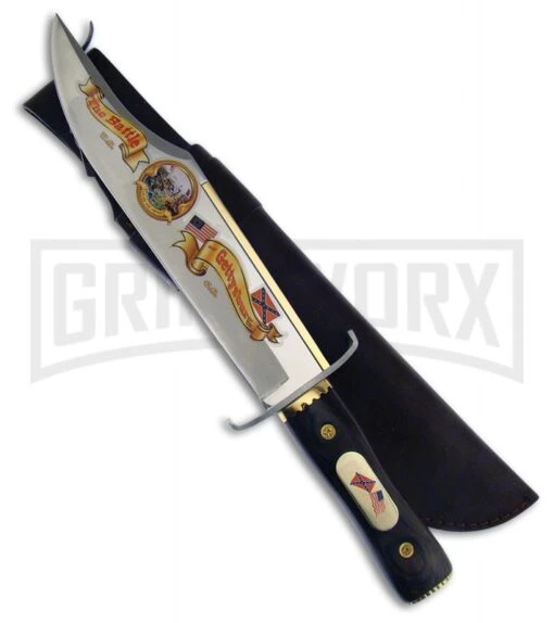 Frost Cutlery Battle Of Gettysburg Bowie Brown Fixed Blade Knife - Satin Plain -AKC Knife Shop Frost Cutlery Battle of Gettysburg Bowie brown satin BHQ 46846 er large