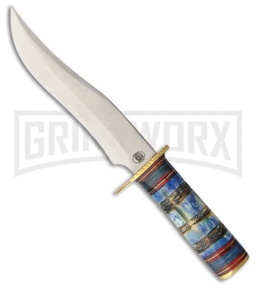 Frost Cutlery Chipaway Hunter Blue Bone Fixed Blade Knife - Satin Plain -AKC Knife Shop Frost Cutlery Chipaway Hunter blue bone satin BHQ 53626 er large