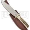 Frost Cutlery Jimmy Stag Fixed Blade Knife - Satin Plain -AKC Knife Shop Frost Cutlery Jimmy stag satin BHQ 48557 er large