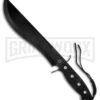 Frost Cutlery Quicksilver Bowie Black Fixed Blade Knife - Black Plain -AKC Knife Shop Frost Cutlery Quicksilver Bowie Black Black BP 22476 jr large