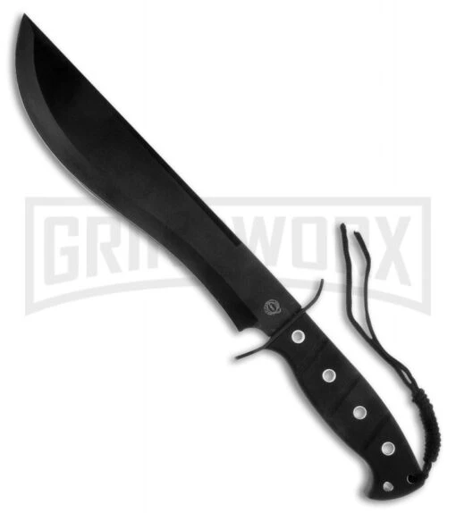 Frost Cutlery Quicksilver Bowie Black Fixed Blade Knife - Black Plain -AKC Knife Shop Frost Cutlery Quicksilver Bowie Black Black BP 22476 jr large