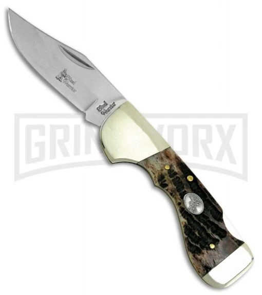 Frost Cutlery Steel Warrior Choctaw Winter Aged Bone Lockback Knife -AKC Knife Shop Frost Cutlery Steel Warrior Choctaw LB Winter Aged Bone BP 26860 jr large