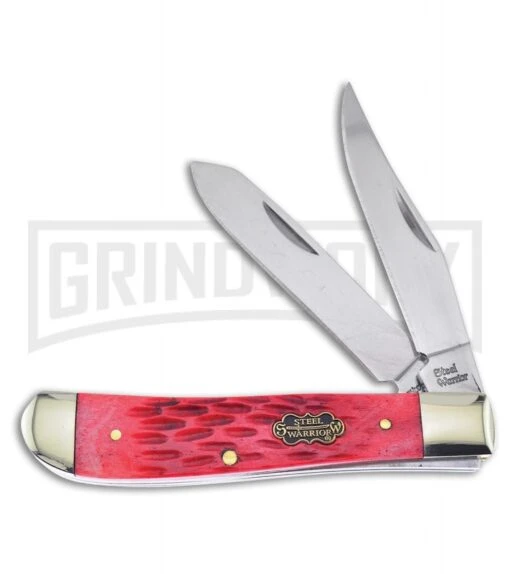 Frost Cutlery Steel Warrior Trapper Autumn Red Bone Pocket Knife -AKC Knife Shop Frost Cutlery Steel Warrior Trapper Autumn Red Bone BHQ 81239 er large