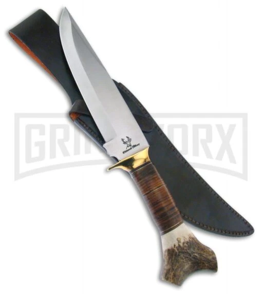 Frost Cutlery Whitetail Bowie Torch Stag Fixed Blade - Satin Plain -AKC Knife Shop Frost Cutlery Whitetail bowie torch stag satin BHQ 48514 er large