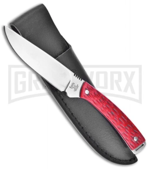 Frost Cutlery Hen & Rooster Small Hunter Red Fixed Blade Knife - Satin Plain -AKC Knife Shop Frost cutlery hen and rooster Small hunter red satin BHQ 89358 jr large