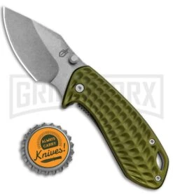 Gerber Kettlebell Sage Green Aluminum Frame Lock Knife - Stonewash Plain -AKC Knife Shop Gerber Kettlebell FL Sage Green Aluminum 30 001521 BHQ 81313 jr bottlecap large