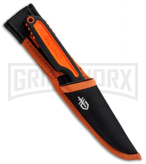 Gerber Vital Orange GFN Fixed Blade Knife - Satin Plain -AKC Knife Shop Gerber Vital Fixed Blade Orange GFN Satin 31 003006 BHQ 53930 jr sheath large