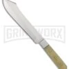 Tallen Apache Bowie White Smooth Bone Fixed Blade Knife - Satin Plain -AKC Knife Shop Grindworx Apache Bowie White Smooth Bone satin plain BHQ 59538 er large