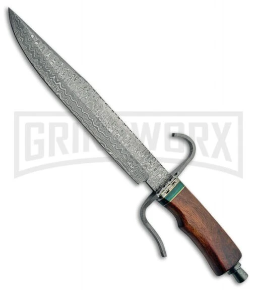 Tallen Keeper Rosewood Fixed Blade Knife - Damascus Plain -AKC Knife Shop Grindworx Keeper Rosewood Damascus BP 21577 jr large