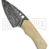 Tallen Petal White Bone Fixed Blade Knife - Damascus Plain -AKC Knife Shop Grindworx Petal Leaf White Bone Damascus BP 21591 jr large