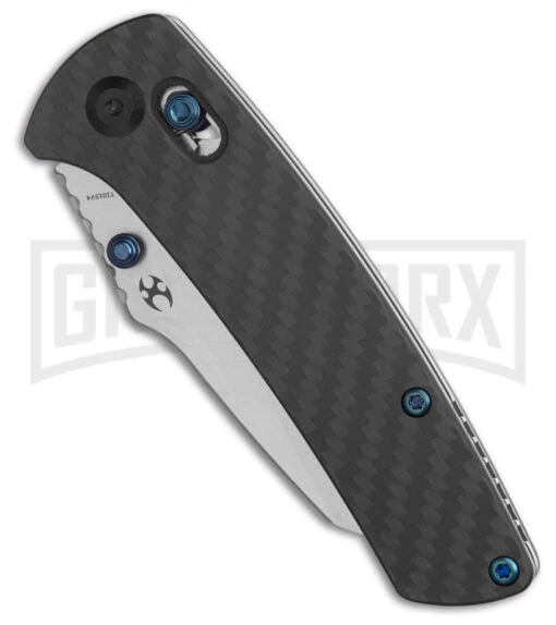 Kansept Knives Main Street Carbon Fiber/G-10 Crossbar Lock Knife - SW Plain -AKC Knife Shop Kansept Knives Main Street Cross Bar Lock Knife Twill CF Stonewash BHQ 186284 spine kc large