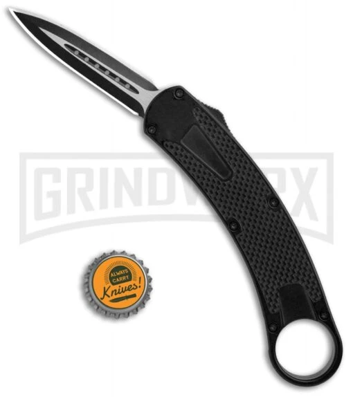 Karambit OTF-102 Black Carbon Fiber OTF Knife - Two-Tone Plain -AKC Knife Shop Karambit OTF 102 Black CF TT Plain GX 34165 jr bottlecap large