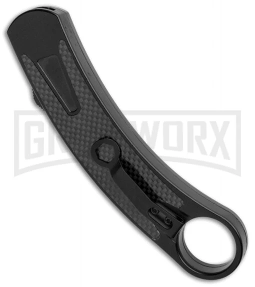 Karambit OTF-102 Black Carbon Fiber OTF Knife - Two-Tone Plain -AKC Knife Shop Karambit OTF 102 Black CF TT Plain GX 34165 jr side large