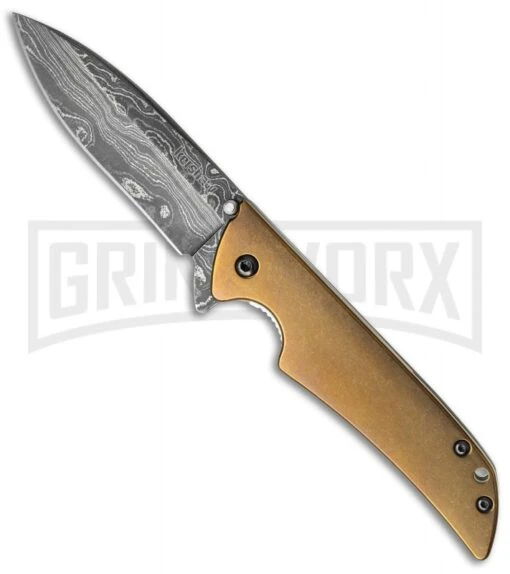 Kershaw Skyline Flytanium Bronze Titanium Folding Knife - DamascusPlain -AKC Knife Shop Kershaw skyline dam 1760dam flytanium scales bronze cm large