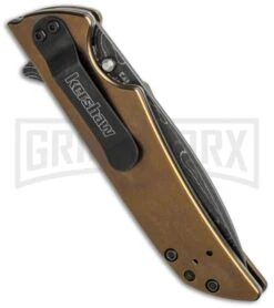 Kershaw Skyline Flytanium Bronze Titanium Folding Knife - DamascusPlain -AKC Knife Shop Kershaw skyline dam 1760dam flytanium scales bronze side cm large