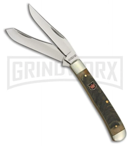 Klaas Modified Trapper Ram's Horn Pocket Knife -AKC Knife Shop Klaas Modified Trapper Rams Horn BHQ 55238 er large