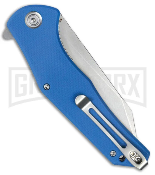 Kubey Flash Blue G-10 Folding Knife - Bead Blast Plain -AKC Knife Shop Kubey Flash Linerlock Blue BHQ 180010 td side large