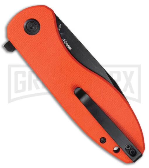 Kubey Master Chief Orange G-10 Pocket Knife - Black SW Plain -AKC Knife Shop Kubey Master Chief Black Orange G10 BHQ 180014 td side large