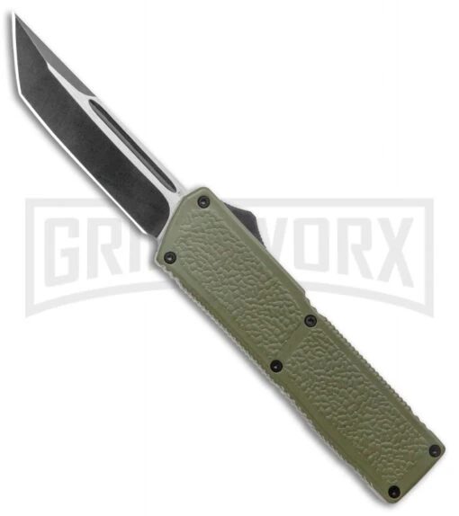 Lightning Elite OD Green D/A OTF Automatic Knife - Black Tanto Plain -AKC Knife Shop Lightning Elite OD Green DA OTF Auto Black Tanto GX 37667 jr large