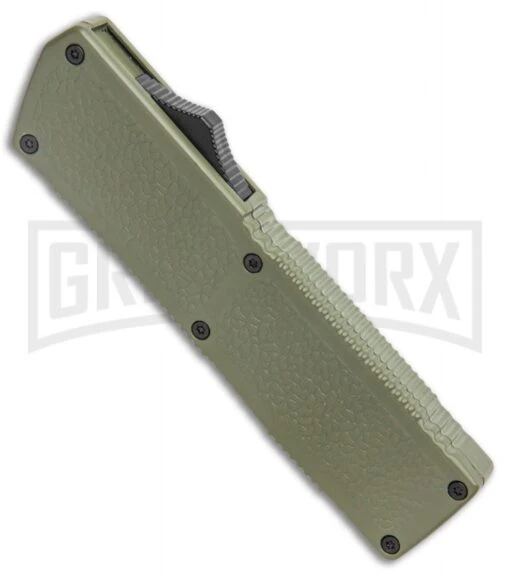 Lightning Elite OD Green D/A OTF Automatic Knife - Black Tanto Plain -AKC Knife Shop Lightning Elite OD Green DA OTF Auto Black Tanto GX 37667 jr spine large