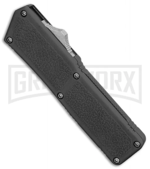 Lightning Gray D/A OTF Automatic Knife - Two-Tone Serr -AKC Knife Shop Lightning Gray DA Two Tone Serr BP 30332 er spine large