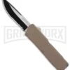 Lightning Tan D/A OTF Automatic Knife - Two-Tone Serr -AKC Knife Shop Lightning Tan DA OTF Auto TT Serr GX 31873 jr large