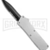 Lightning White D/A OTF Automatic Knife - Black Dagger Serr 4TH18 -AKC Knife Shop Lightning White Blk Dagg Serr BP 18951 jr large