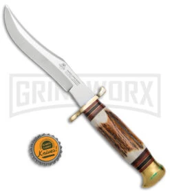 Linder Siberian Skinner Brown/White Fixed Blade Knife - Polished Plain -AKC Knife Shop Linder Siberian Skinner Fixed Blade Polished BHQ 144612 jr bottlecap large